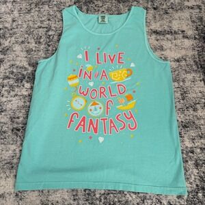 Comfort Colors Fantasy Land Inspired Disneyland Mens Tank Top Size M Teal Aqua